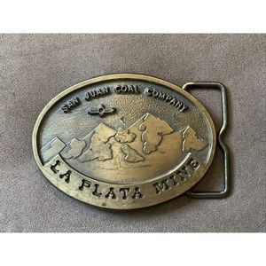 Solid Brass Western Belt Buckle, La Plata Mine, San Juan Coal Company